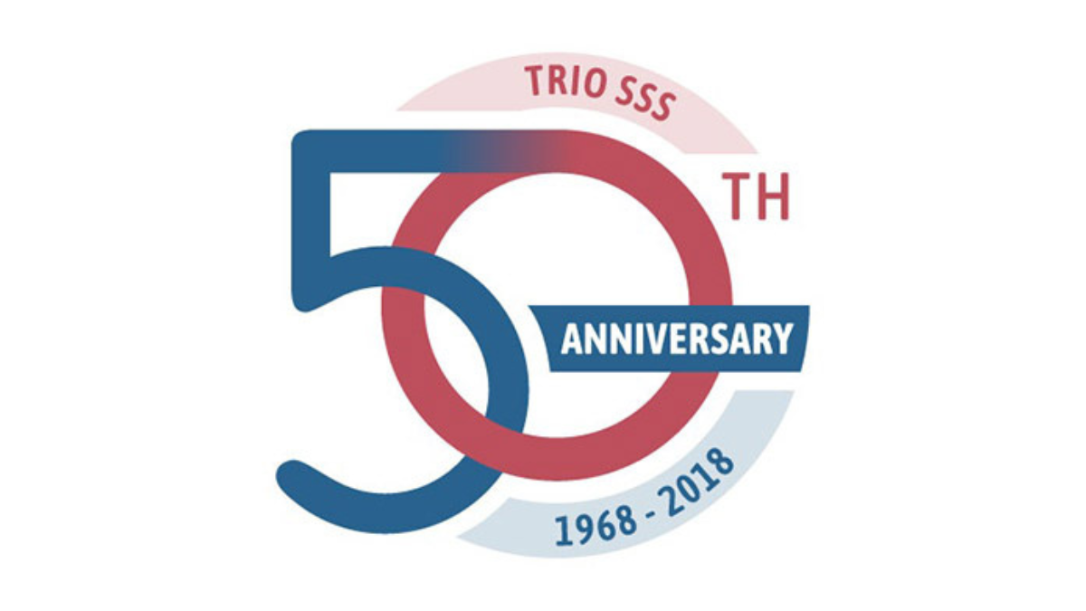 Logo of TRIO with a 50th anniversary slogan